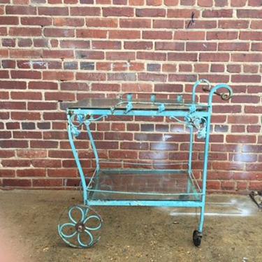 Vintage oxidized iron bar cart