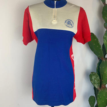 Vintage 1970s Wool Cycling Jersey Made in Italy 