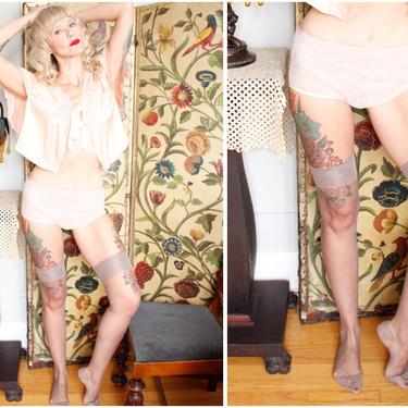 1940s Panties // Mesh & Lace Floral Panties // vintage 40s lingerie 