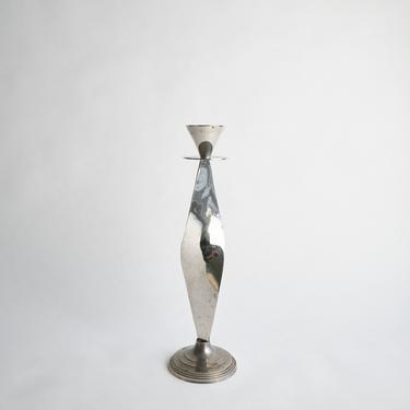 Vintage Semi Spiral Silver Taper Candlestick Holder 