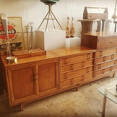 MCM three piece on one base, bedroom chest of drawers. 
