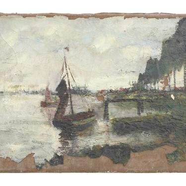 Vintage Sailboat Seascape Painting