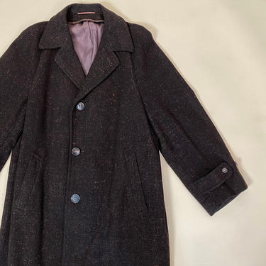 Vintage 1950s Men's Overcoat 50s Flecked Coat Atomic Mid Century 