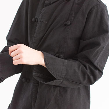Vintage Black Knot Sculptor Jacket | Double Breast Cotton French Workwear Style Utility Blazer | Chef Work Coat | XS M L | 