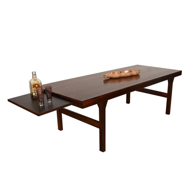 Danish Modern Rosewood Coffee Table w/ Expanding Shelf