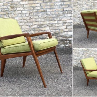 Italian Modern Inspired Walnut Lounge Chair 
