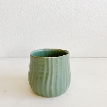 4.5&quot; Pot/Planter-Celadon Green Ridged