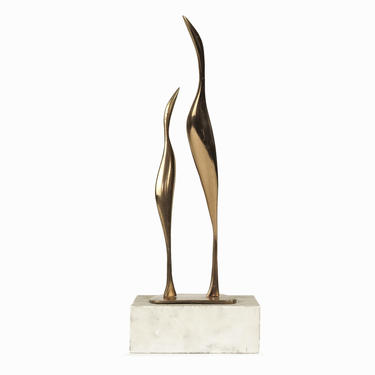 Vintage Abstract Brass Sculpture Mid Century Modern Constantin Brancusi Style 