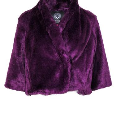 Vince Camuto - Purple Faux Fur Plush Cropped Jacket Sz XS