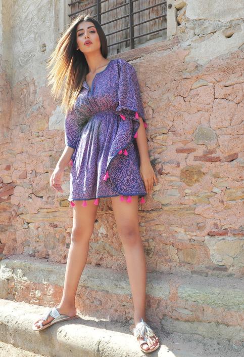 Hand Block Printed kaftan Dress Free size caftan style dress