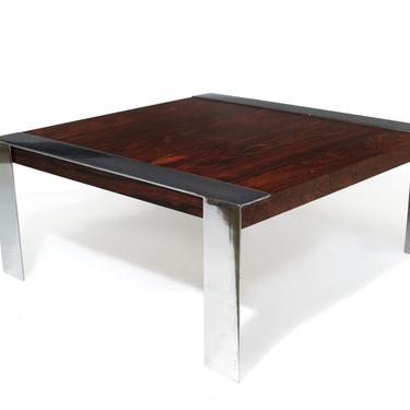 Rosewood and Chrome Mid-century Coffee Table