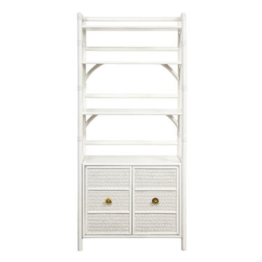 Tommi Parzinger White Lacquered Etagere With Brass Pulls 1950s