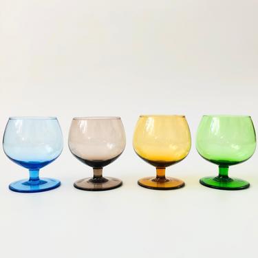 Vintage Colorful Cordial Glasses  / Set of 4 