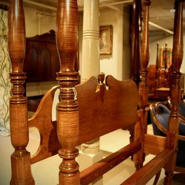 Graceful Sheraton Tall Post Bed Circa 1810. Tiger Maple Posts
