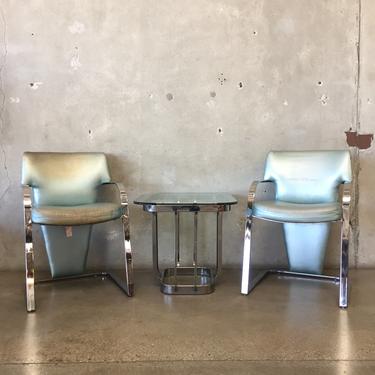 Hollywood Regency Chrome Cantilever Chairs &amp; Table