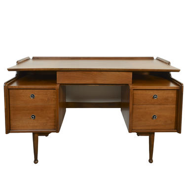 Walnut Floating Top Desk Made by Hooker Mid Century Modern 