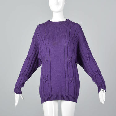 Medium 1980s Bottega Veneta Mohair Silk Purple Cable Knit Sweater Wool Separates Silk Separates Long Sleeves Drop Shoulders Vintage by StyleandSalvage