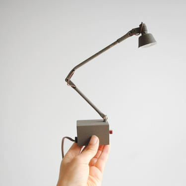 Vintage Tiny Desk Lamp, Brown Portable Collapsible Desk Lamp 