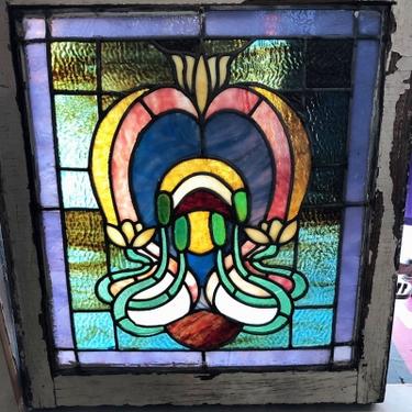 Circa 1900 Stained Glass Window Art Nouveau StyleDesign
