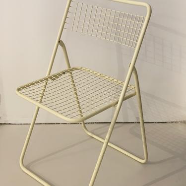 1979 Niels Gammelgaard Ted Net Cream Metal Grid Folding Chairs