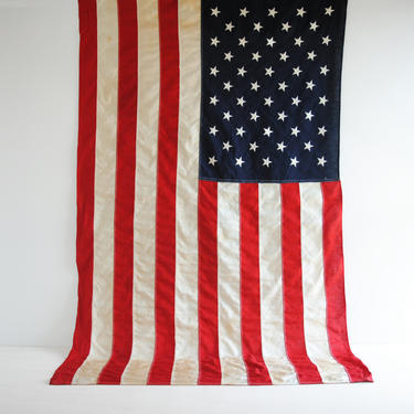 5' x 3' Large Vintage American Flag with 50 Stars and Oak Wood Pole 