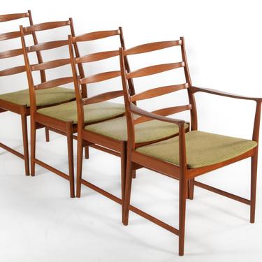 Set of 4 Mid Century Danish Modern Contoured Ladder Back Dining Chairs in Teak by Torbjorn Afdal for Vamo 