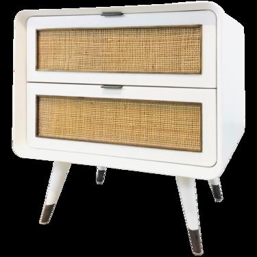 Bungalow 5 Mid-Century Modern Style White Malmo 2-Drawer Side Table