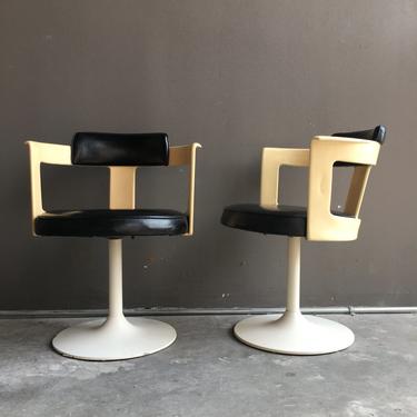 Pair of Midcentury Modern Black & White Chairs