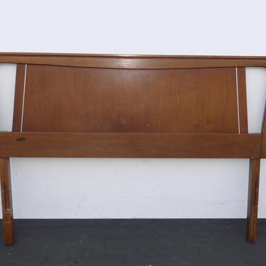 Vintage Mid Century Danish Modern Walnut 57&amp;quot; Wide Headboard Bed Frame 1961 