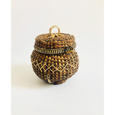 Vintage Lidded Basket Jar 
