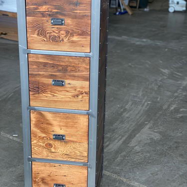 Reclaimed wood vertical filing cabinet. Industrial file cabinet. Office furniture. 