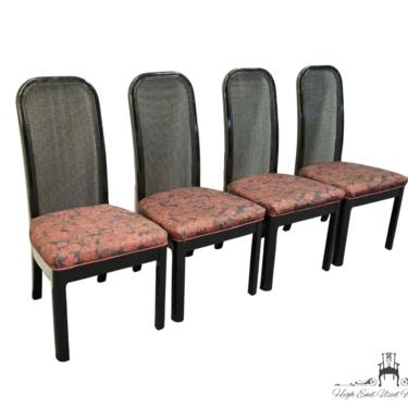 Set of 4 BERNHARDT FURNITURE Asian Inspired Black Lacquered Cane Back Dining Side Chairs 265-521 