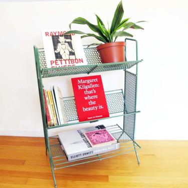 Local Pick Up Long Beach ca LA - Vintage Mid Century Metal Bookcase - 1960s Industrial Wire Bookshelve Sage Green - Plant Stand MCM Storage 