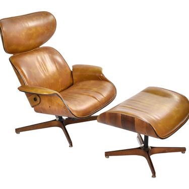 MCM George Mulhauser Rosewood Plycraft Lounge Chair w Ottoman Eames Style 