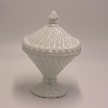 vintage westmoreland milk glass covered footed dish 