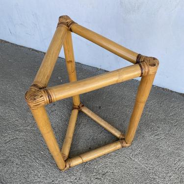 Restored 21&amp;quot; Tall Rattan Single-Strand Triforce Plant Stand 