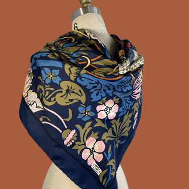 LIBERTY OF LONDON 70s Scarf | 1970s Silk Designer Scarf  | Made In England | Neck Scarf 35" x 35" 