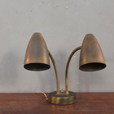 Atomic Tarnished Brass 2-Headed Gooseneck Table Lamp – ONLINE ONLY