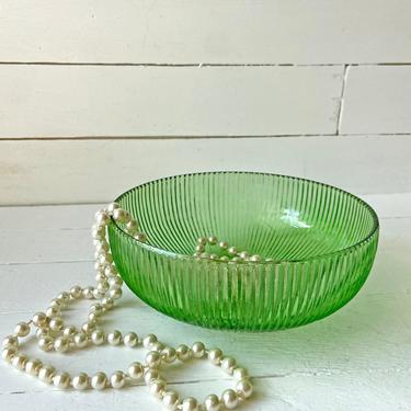 Vintage Green EO Brody Glass Bowl // Vintage Green Dish, Green Catch All // Emerald Green Ridged Bowl // Rustic Green Bowl // Gift 