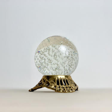 Bubble Paperweight with Brass Stand 