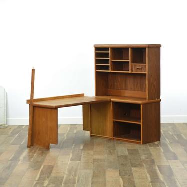 Danish Modern Style Corner Desk & Hutch 
