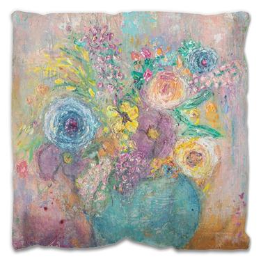 Flowers Outdoor Pillow - Colorful Floral Decorative Pillows ~ Garden Flowers ~ Floral Pillow ~ Floral Art Print 