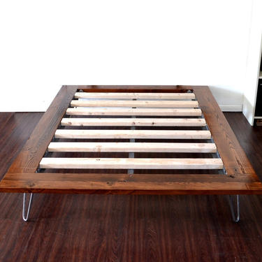 RESERVED FOR DARIA Platform Bed on Hairpin Legs | Full Size Bed | Wood Bed | Mid Century Inspired | Minimal Design | 