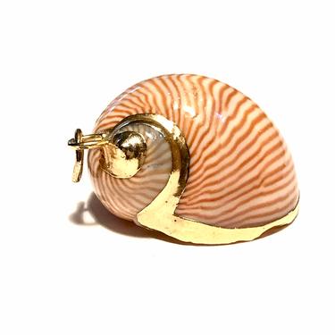 14kt Gold Dipped Seashell Pendant Electroplate Trumpet Shell Nautical Ocean Beach 