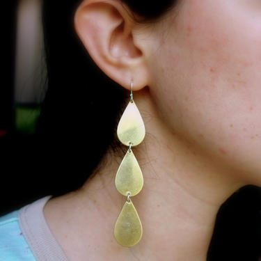 Brass Tear Drop Dangle Earrings- Handmade by Rachel Pfeffer 