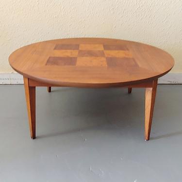 1957 Lane Round Burl Inlay Coffee Table 