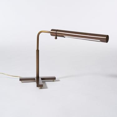 Vintage tubular brass desk or reading lamp with t-shaped base 