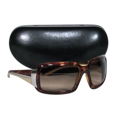 Prada - Brown Tortoise Shell Square Oversized Sunglasses