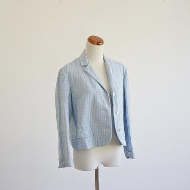 Vintage 60s Jacket, Womens Baby Blue Jacket, Lightweight Spring Summer Jacket, Loomtogs Woven Jacket, Medium Large 