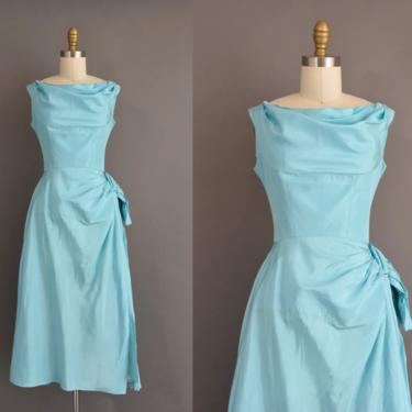 vintage 1950s dress | Gorgeous Emma Domb Turquoise Cocktail Party Dress | XS | 50s vintage dress 